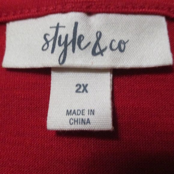 Style & Co. Top red lightweight feminine, stretchy, flowy pullover size 2x - Picture 2 of 8